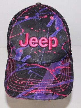 CHOKO JEEP Womens Black Purple Pink Spellout Adjustable strapback Trucker hat